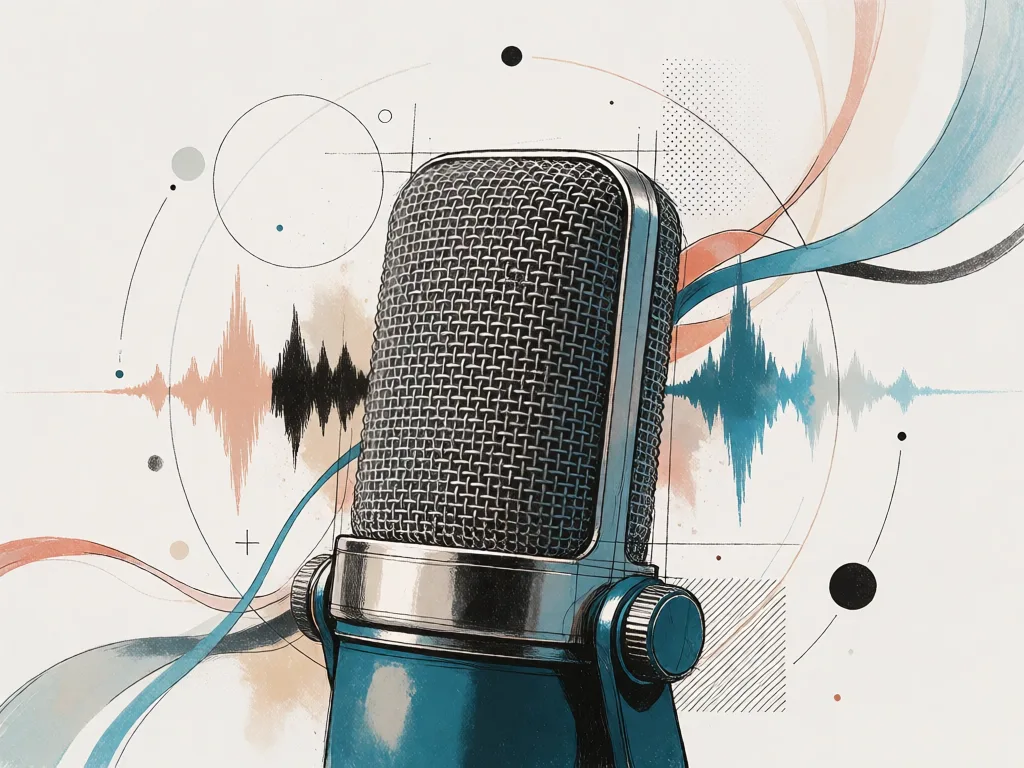 Un studio de doublage désert. Sur les pupitres, des scripts restés ouverts ; devant, des micros plantés à intervalles réguliers. Derrière la vitre du fond, la régie.